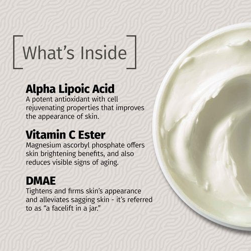 Reviva Labs DMAE Cream with Alpha Lipoic Acid, Vitamin C Ester - DMAE Lift and Firm Cream for Neck and Face - Skin Firming and Moisturizing Cream