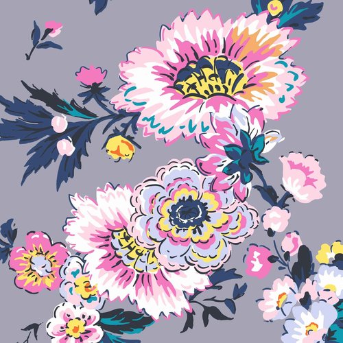Vera Bradley Performance Twill Large Cosmetic Makeup Organizer Bag, Parisian Bouquet