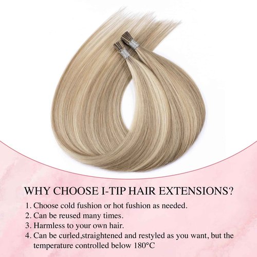 Itip Human Hair Extensions 14inch Thick Straight Invisible Itip Extensions Highlighted Blonde Cold Fushion 45g I Tip Hair Extensions Human Hair