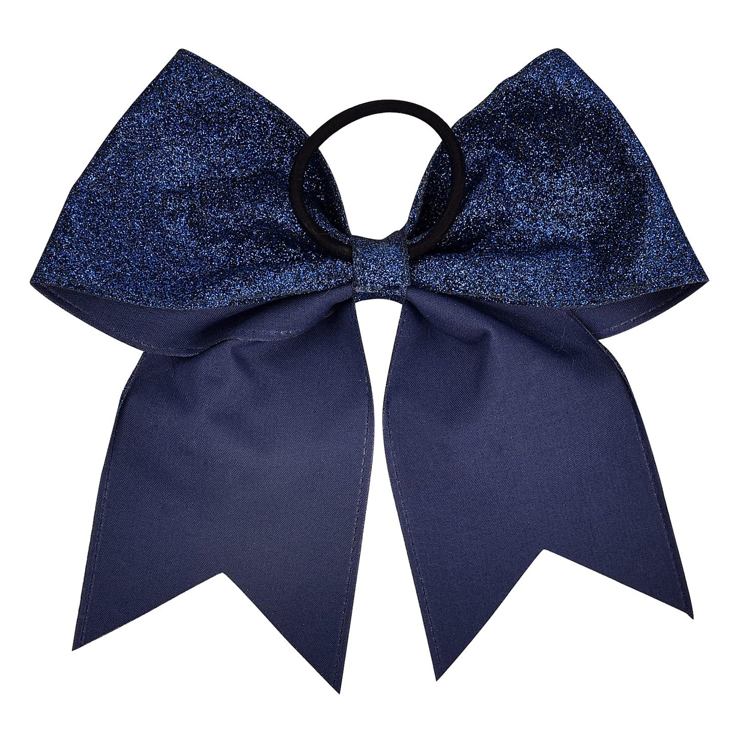 DEEKA 12 PCS 7" Large Glitter Cheer Bows Shiny Cheer Hair Bows Ponytail Holder Handmade for Cheerleader Girls Softball Sports -Navy Blue