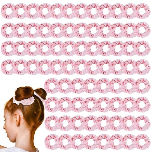 Juexica 100 Pcs Pink Hair Scrunchies Bulk Valentine's Day Velvet Soft Scrunchy Cute Hair Ties Scrunchies Solid Color Elastic Bands for Women Girl Accessories Party Favor (Pink)
