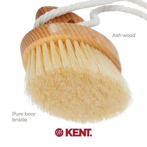 Kent FD11 Shower Brush with Wrist Strap - Exfoliating Body Brush for Wet or Dry Skin, Improves Circulation, Perfect for Lathering and Scrubbing, Made in England