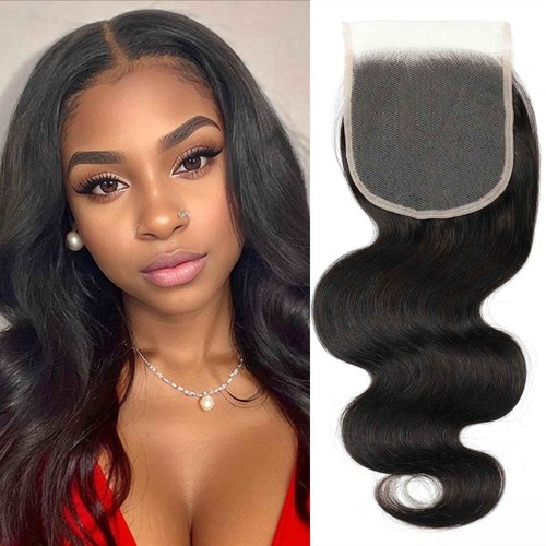 5x5 Transparent HD Lace Closure Human Hair Invisible HD Lace Closure Pre-plucked Virgin Human Hair Natural Black with Baby Hair(12Inch,Body Wave)