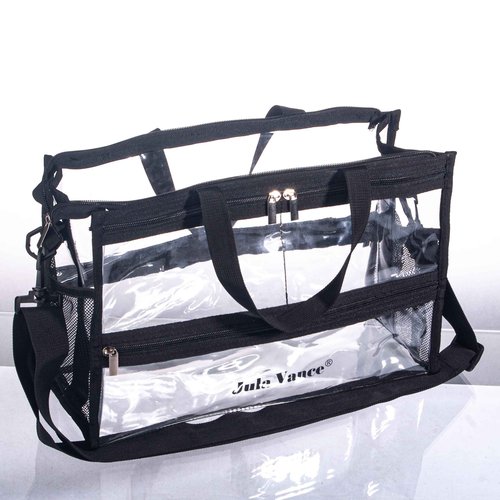 Jula Vance Game Changer Travel Actor Kit Clear Vinyl PVC Cosmetic Makeup MUA Kits Organizer Bag Stadium Approved Clear Tote Gym Work Bag with Adjustable Strap for Home,Work,Concerts, Sports Events