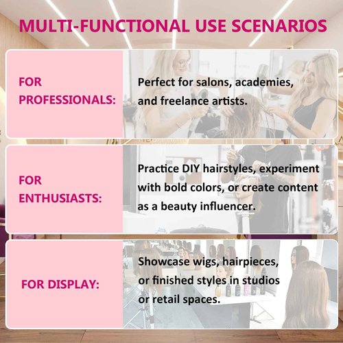 Mannequin Head with 80% Human Hair & Adjustable Manikin Head Tripod - 28" Cosmetology Practice Doll for Hairdresser (28 Inch-Tripod Set with Styling Tools)
