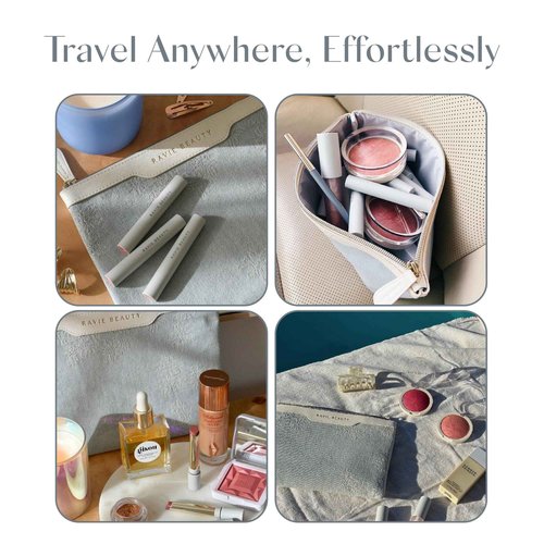 Floral Denim Zipper Cosmetic Bag with Unique Pattern for Women - Cute Travel Makeup Bag- Medium Size Toiletry Organizer for Daily Use