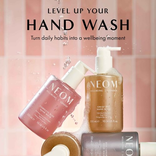 Neom Great Day Exfoliating Hand Wash, 300ml IWild mint and mandarin I Blended with orange peel to exfoliate I 100% Recyclable Bottle I Refillable