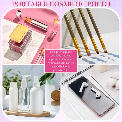 Fjoron 12 PCS Pink Inspirational Canvas Makeup Bags Bulk Makeup Bags for Women Inspirational Quotes Cosmetics Bags with Zipper Gift for Valentine's Day Christmas Graduation