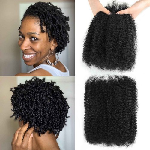 poetically 10 Inch Afro Kinkys Bulk Human Hair Kinky Twist Hair 50g Dreadlock Extensions for Soft Locs Natural Black Kinky Curly Afro Twist Hair