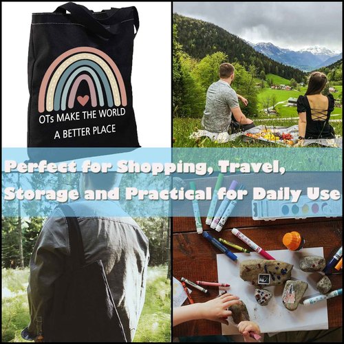 GJTIM OT Gift Occupational Therapy Worker Gift Rainbow Makeup Bag OTs Make the World A Better Place OT Retirement Gift (OTs Make ToteBlack)