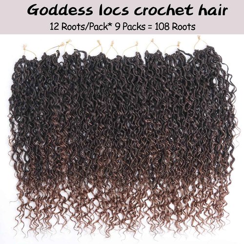 Vemet Goddess Locs Crochet Hair 24 Inch 9 Packs Synthetic Faux Locs Crochet Hair for Black Women, River Locs Hair Extensions Style Pre looped Crochet Locs with Curly Ends