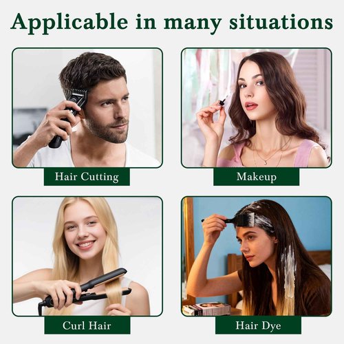 3 Way Mirror for Self Haircut with Adjustable Hook - 360° Trifold Barber Mirror, HD Anti-Distortion Glass, Portable Black Mirror for Hair Cutting, Shaving, Braiding & Makeup (Door/Wall/Tabletop Use)