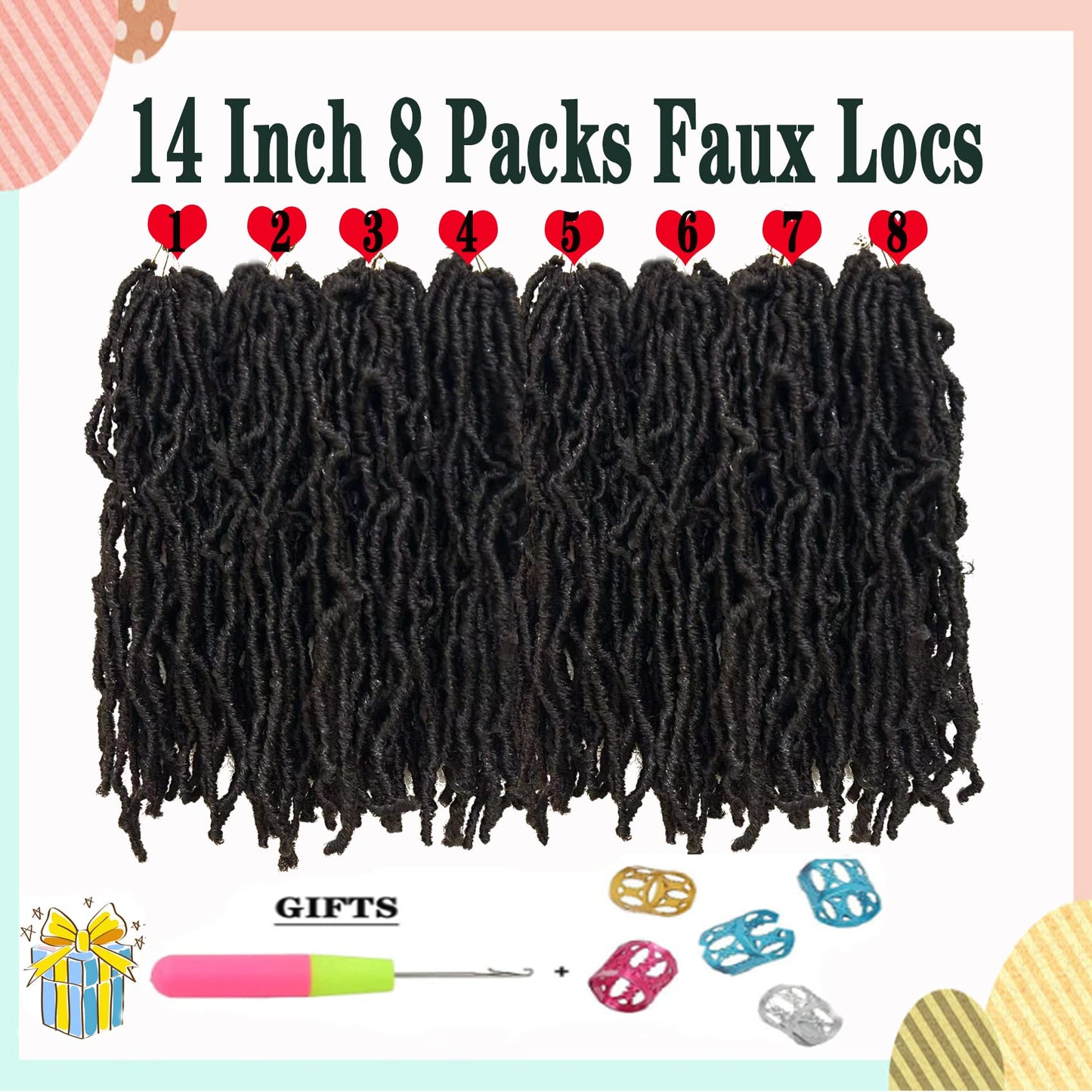 Short Soft Locs Crochet Hair 14 Inch 8 Packs New Faux Locs Wavy Dreadlocks Crochet Braids, Soft Goddess Braids Crochet Hair Curly Wavy Pre-Looped Crochet Hair for Black Women (4#, 8 Packs)