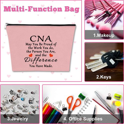 3PCS CNA Gift Certified Nursing Assistant Gifts Makeup Bag Gifts for CNA Medical Nurse Appreciation Gift for Women CNA Week Gifts Thank You Gift Retirement Birthday Gift Cosmetic Bag Zipper Pouch