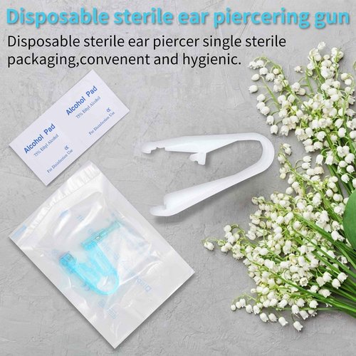 Tirdkid 50PCS Ear Pericings Gun Kit Disposable Safety Sterile Self Ear Pericings Kit with Ear Studs and 1Pcs Piercing Gun Aid Pierce Kit Tool