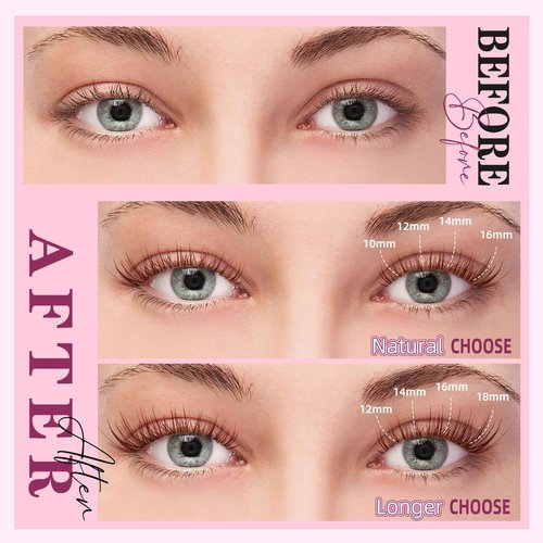 Uilulu Brown Lash Clusters Kit 10-18mm Wispy Lash Clusters D Curl Eyelash Clusters, DIY Lash Extension Kit with Lash Bond & Seal, Lash Glue Remover, Lash Tweezers