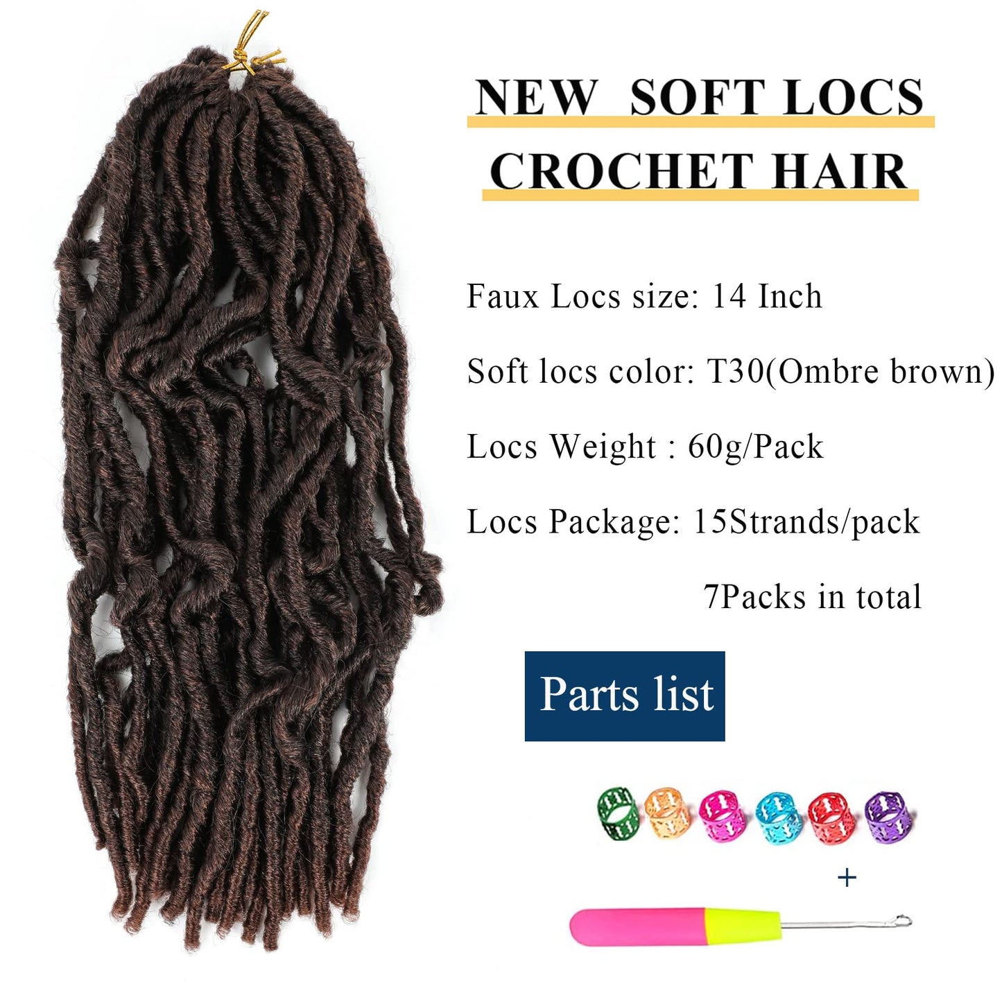 Soft Locs 7 Packs New Soft Locs Crochet Hair Pre Looped T30 Soft Faux Locs Crochet Hair for Women Crochet Braids Synthetic Hair Extensions/T30