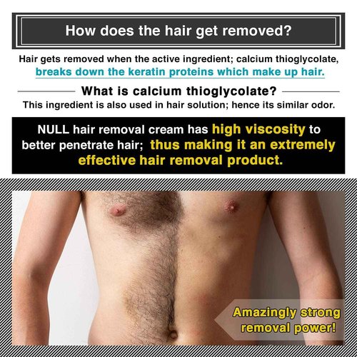 [Japanese Quality] NULL Hair Removal Cream for Men. Large 8.81 oz. Works great approx. 5 mins on pubic hair, body, arms, legs, and male chests, Painless, Aloe Vera, Depilatory cream for men