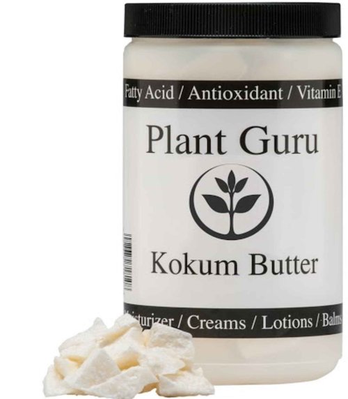 Plant Guru Raw Kokum Butter 16 oz. / 1 lb. 100% Pure Natural - Great for Skin, Body and Hair Moisturizer, DIY Creams, Balms, Lotions and Soap Making. (HDPE Food Grade Jar)