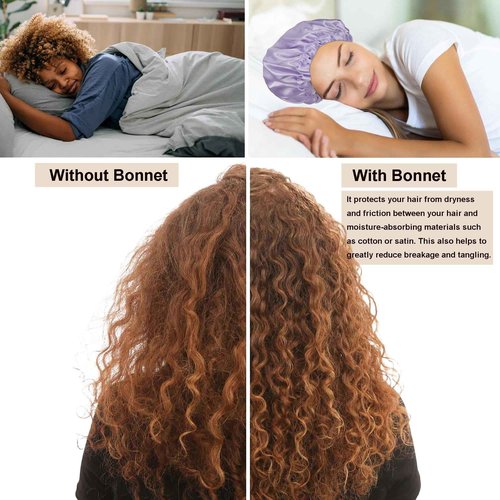 6 Pieces Reversible Silk Bonnet for Women Satin Bonnet Hair Wrap for Sleeping Cap with Tie Band(BLP)