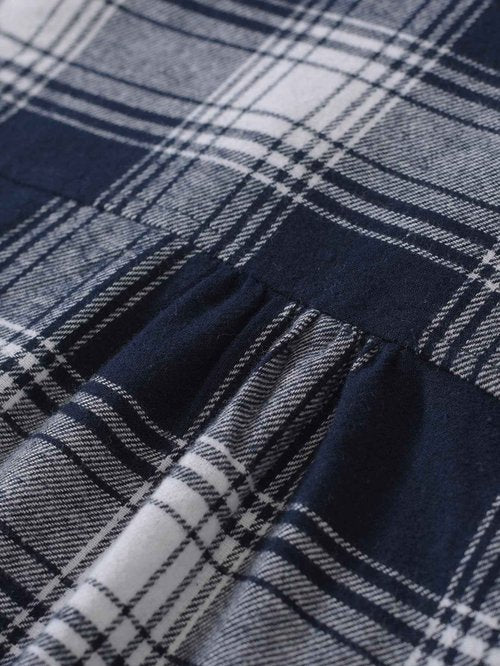 Latuza Women's Long Flannel Nightgown Long Sleeve Floor Length M Navy