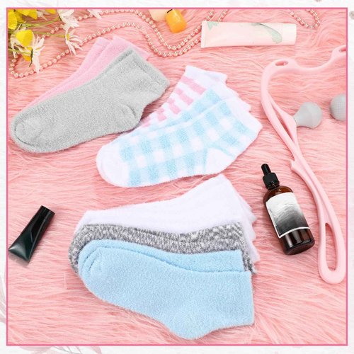 8 Pairs Aloe Socks Natural Moisturizing Spa Socks Lotion Socks Softening Aloe Infused Socks for Women Men Repairing Gel Sleeping Fuzzy Socks for Dry Cracked Feet Skins (Stylish)