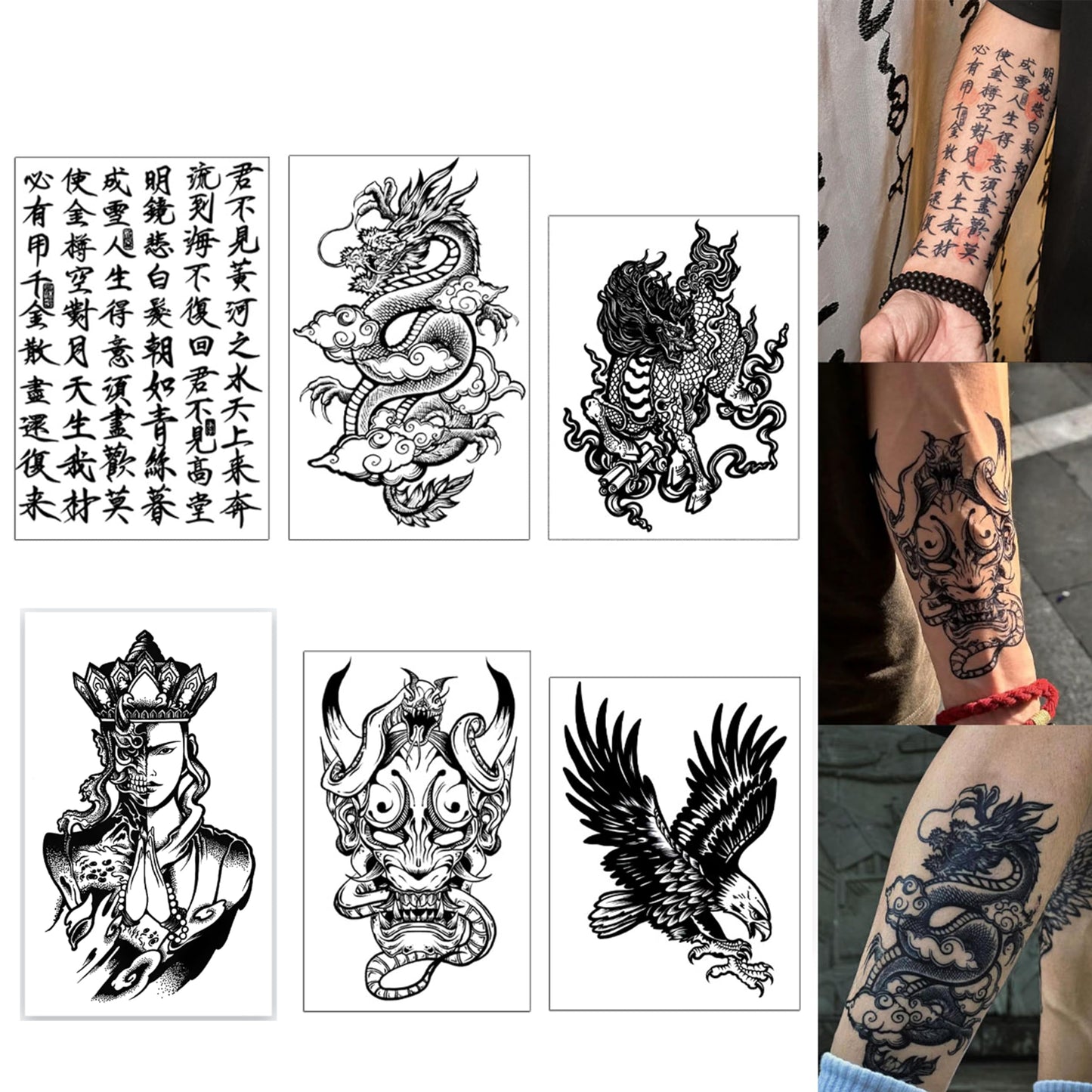 INKARTLINK Tattoo Tech, 6 Sheets Semi Permanent Tattoo, Adult Art Design Temporary Tattoos, Lasts 1-2 Weeks, Waterproof, Realistic Look, No Adhesive, No Reflection (Stellar Equilibrium Design)