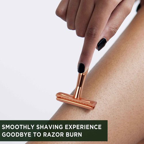 Rose Gold Double Edge Safety Razor for Women with 50 Counts Safety Razor Blades