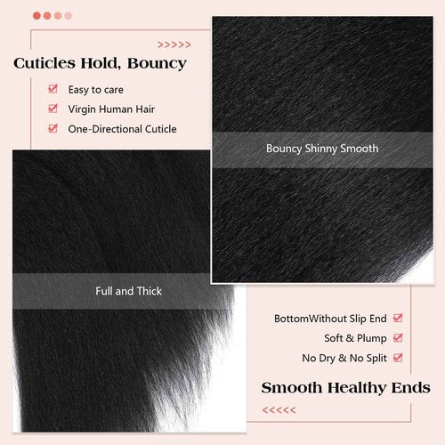 MIRONICA Kinky Straight Bundles Human Hair 18 Inch 12A Brazilian Yaki Straight 1 Bundles Deals Human Hair Brazilian 100% Unprocessed Virgin Remy Hair for Black Women Natural Black Hair Extensions