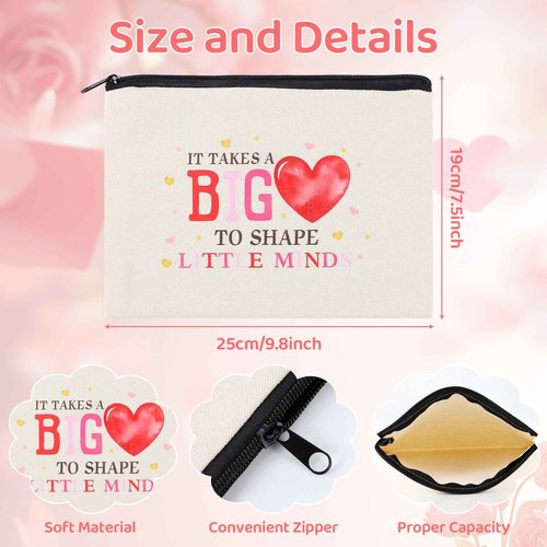 8 Pcs Valentines Teacher Appreciation Gifts - Cute Makeup Bag Gift Ideas for Teacher