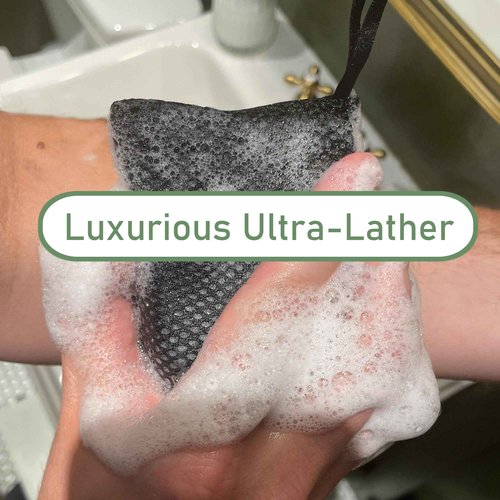 Soap Envelope Soap Bag 100% Recycled - Soap Saver Pouch, Loofah Bath Scrubber for Bar Soap + Exfoliator (2-Pack Combo, Gentle and Deep Exfoliation)