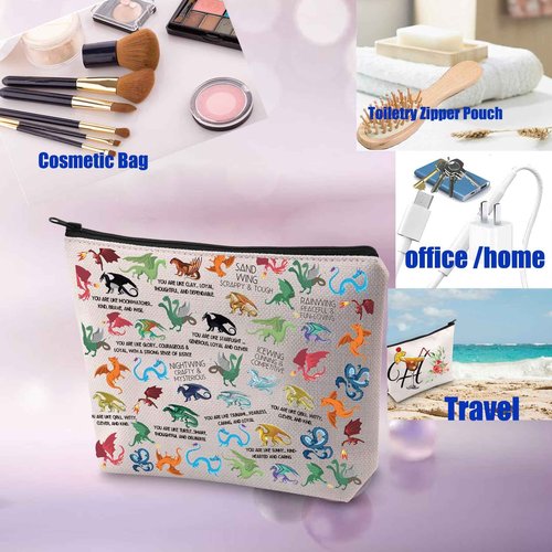 PXTIDY Dragon Novel Book Lover Gift Dragon Makeup Bag for Dragons Lovers Manga Series Tribes Novel Cosmetic Bag