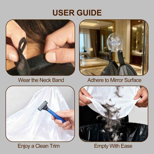 2 Pack Beard Bib Apron for Men, Hair Catcher for Shaving & Trimming with Suction Cups – Practical & Funny Shaving Accessory Gift for Husband, Dad, or Boyfriend (Black and White)