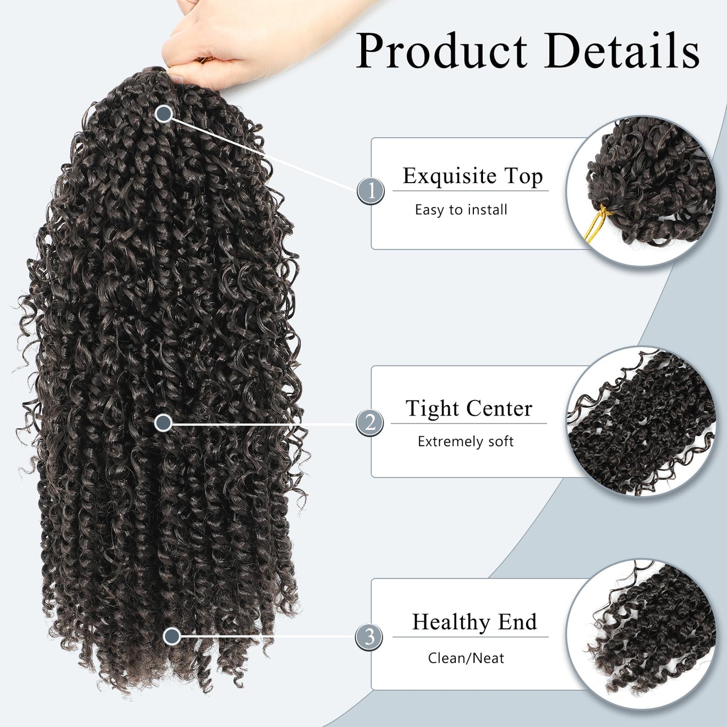 Passion Twist Hair 18inch Boho Passion Twist Crochet Hair For Black Women Pretwisted boho Passion Twist Crochet Hair, Pre Looped Curly Ends Bohemian Crochet Braids For Women（black,18inch,7 Packs）