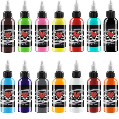 AYCOS Tattoo Ink - 14 Colors Tattoo Ink Set - Micro Knife Paint Tattoo Ink -Tattoo Supplies - for Professional Body Tattooing and Art Painting（30 ml/Bottle）