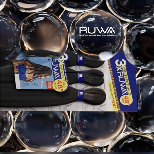 Sensationnel Ruwa prestretched braiding hair - 3x 36 inch water repellent kanekalon fast dry synthetic sports itch free (5 pack, 1B OFFBLACK)