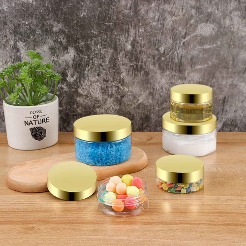 Entjor 24 Pack 4 Oz Plastic Containers with Gold Lids, Clear Empty BPA Free and Refillable Cosmetic Jars Travel Containers for Creams, Lotion, Bath Salts, Sugar Scrub, Slime, Lip Scrub, Makeup