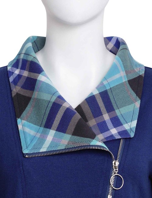 VALOLIA Tunic Tops to Wear with Leggings Dressy,Sweaters for Women Plus Size Womens Tops Fall 2025 Tunic Sweaters for Women Trendy Zipper Neck Fashion Long Sleeve Loose Sweatshirt Blue XX-Large