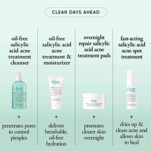 philosophy clear days ahead oil-free acne treatment facial cleanser - face wash with salicylic acid - effectively reduces breakouts - 8 fl oz