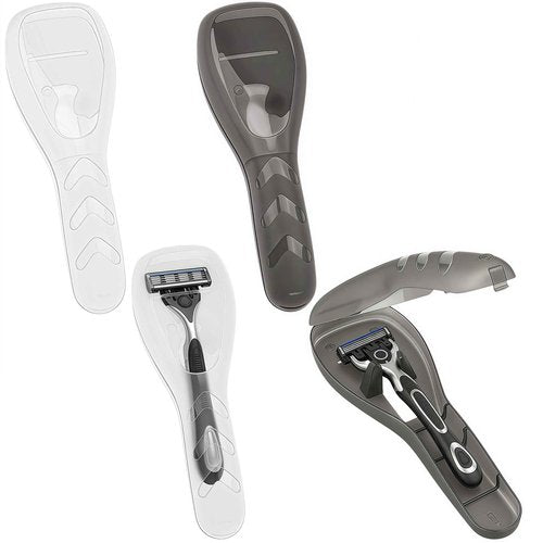 LUSTRIB 4 Pcs Razor Travel Case Set, 2 Black & 2 White Transparent Portable Manual Razor Cover, Travel Manual Shaver Razors Cover Holder Universal Shaver Storage Box Holder for Men (2.3x6.7)