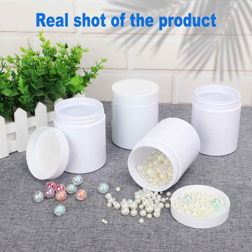 47Packs 8 oz Plastic White Jars with Lids, White Cosmetic jars with Wide-Mouth for beads, rhinestones, sequins Cosmetics, Lotion, Cream, Ointments and More by KUKLIPJIM.