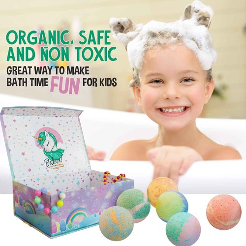 Bath Bombs for Kids with Surprise Inside, Unicorn Bath Bombs for Girls with Jewelry & Jewelry Box for Kid - Organic, Skin Moisturizing, Natural Bubble Bath, Stocking Stuffers Christmas Gift for Girls