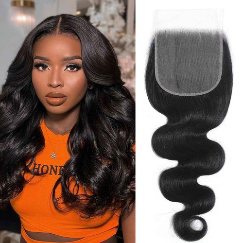 Body Wave Closure Free Part 5x5 Lace Closure Hd Transparent Human Hair Invisible Lace 12A Brazilian Virgin Remy Human Hair Closure 100% Human Hair Pre Plucked Natural Black 14 Inch