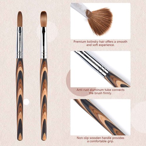 Rolabling 1pc 10#Kolinsky Sable Nail Brush with 1pc 16# Kolinsky Sable Nail Brush Set