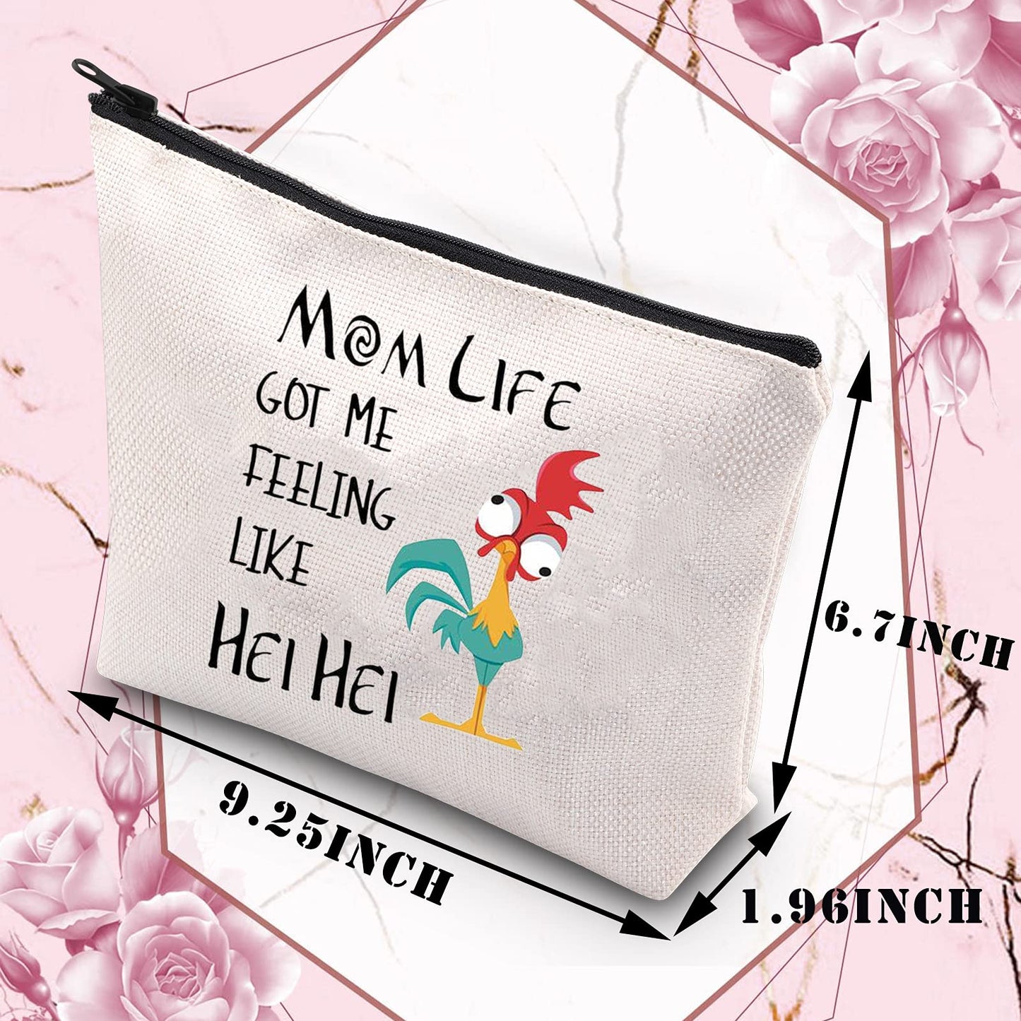 Moana Makeup Bag Mom Life Got Me Feeling Like Hei Hei Rooster Gifts Funny Chicken Gifts Hei Hei Fans Cosmetic Bag For Sister Friend Bestie(Beauty is My Business B)