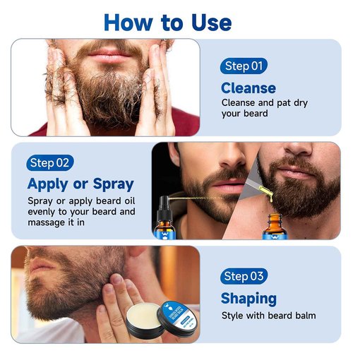Beard Growth Oil & Beard Balm - Beard Growth Kit with 2X Concentration Biotin for Men, Natural Ingredients with Argan Oil, Jojoba Oil and Vitamin (Sandalwood)