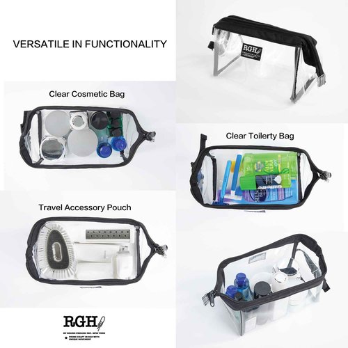 Rough Enough Clear Toiletry Bags for Traveling Leakproof Shaving Kit Cosmetic Organizer Bag for Women Men