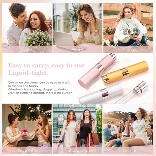 Lil Ray 8ML Perfume Travel Refillable Atomizer Spray Bottle Mini Portable Sprayer for Cologne (5 Colors)