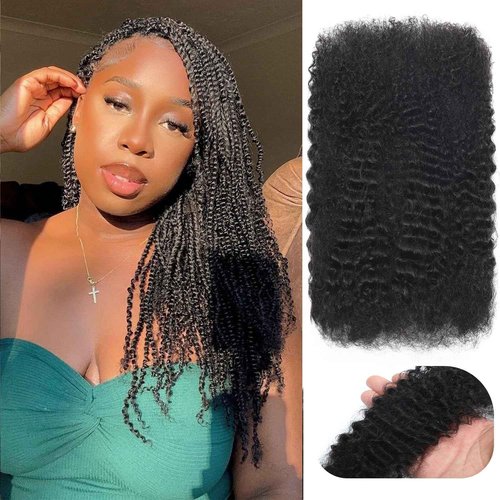 Afro Kinkys Bulk Human Hair For Braiding Afro Kinky-Curly Human Hair Bulk For Mini Twist 20 Inch 30g/pack Bulk Human Braiding Hair For Micro Locs Extensions