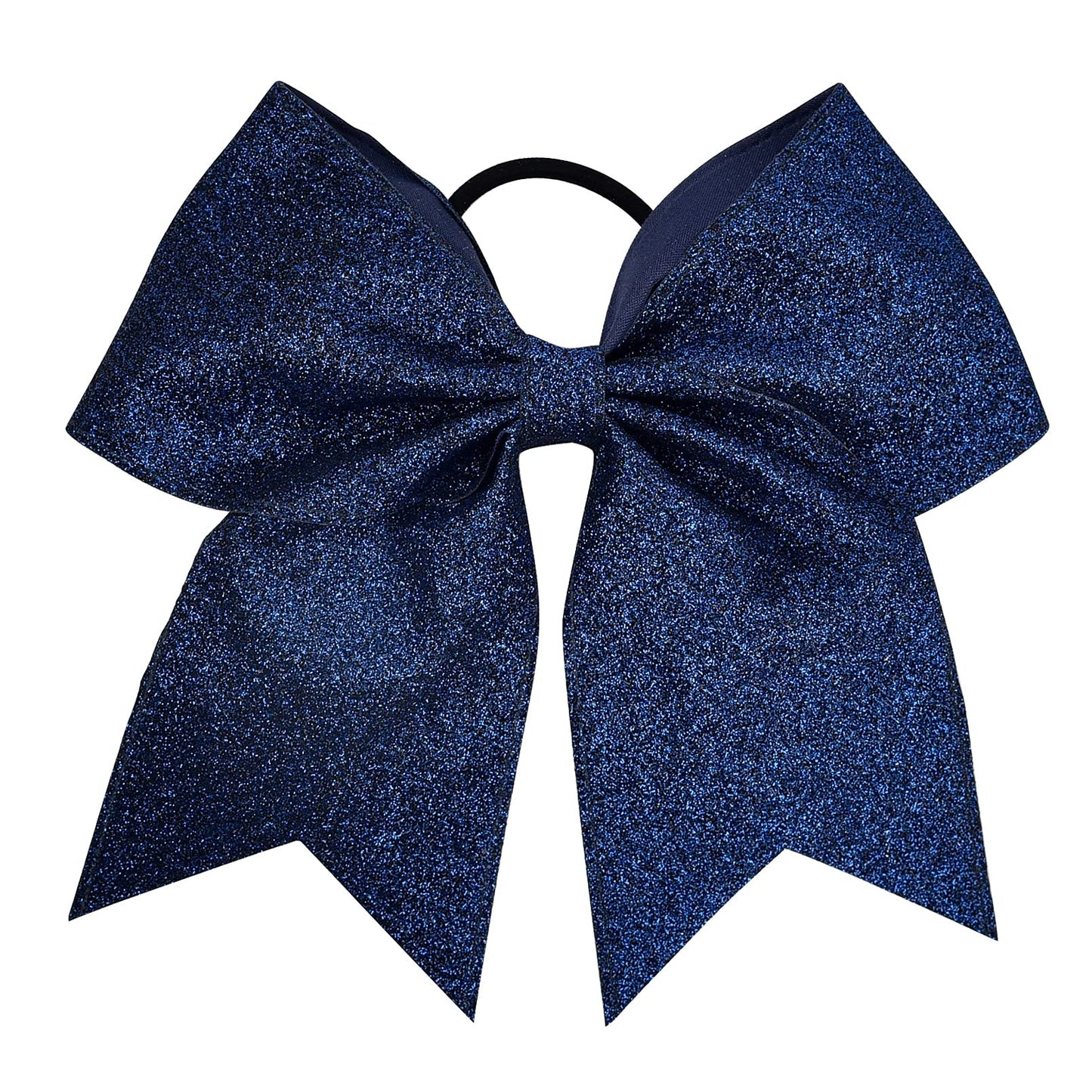 DEEKA 12 PCS 7" Large Glitter Cheer Bows Shiny Cheer Hair Bows Ponytail Holder Handmade for Cheerleader Girls Softball Sports -Navy Blue